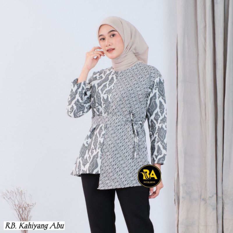 Atasan Bluse wanita lengan panjang baju batik modern Jumbo M L XL XXL Asli Pekalongan