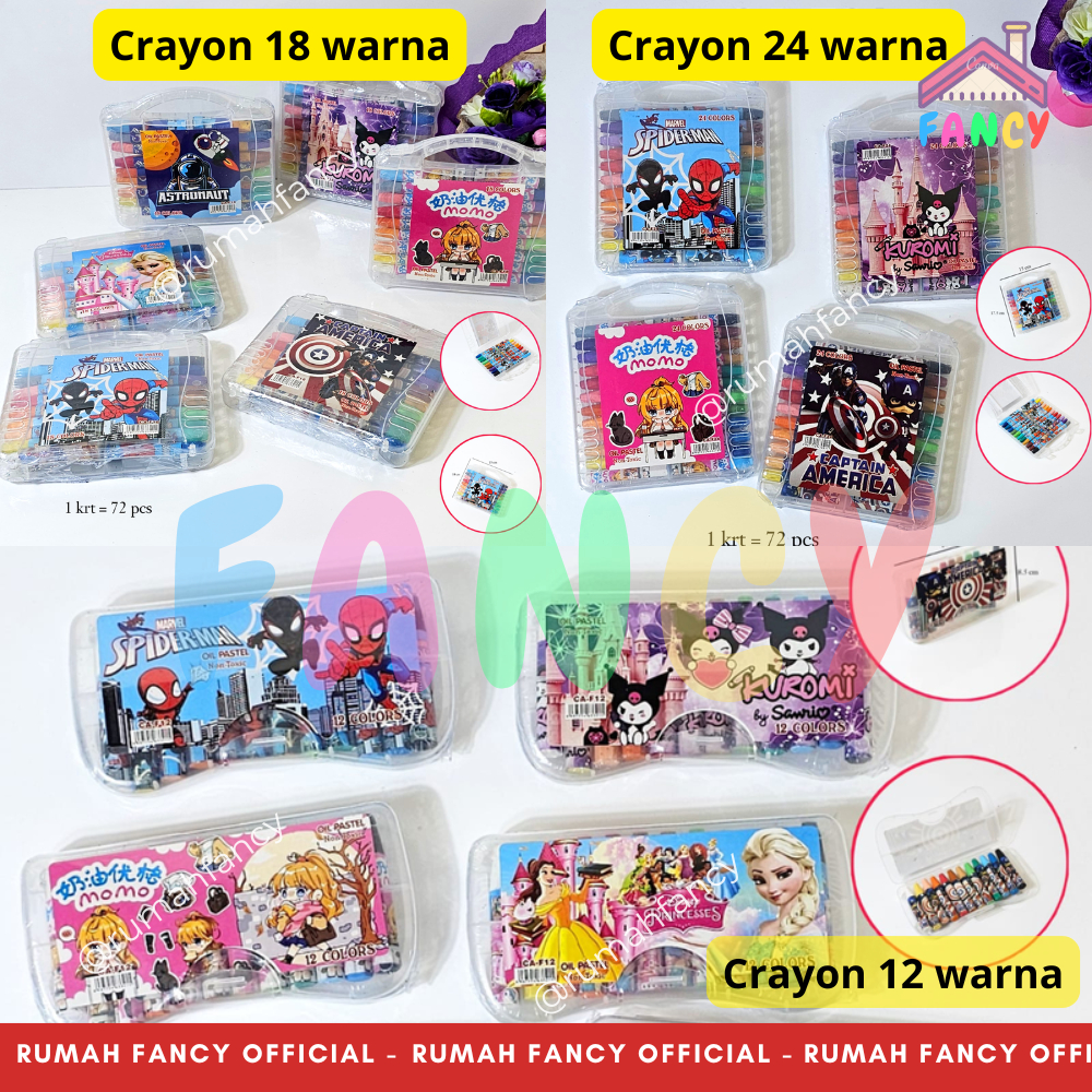 

Crayon Oil Dry Pastels FANCY 12 Warna / 18 Warna / 24 Warna / Oil Dry Pastel Krayon Box Plastik Jinjing