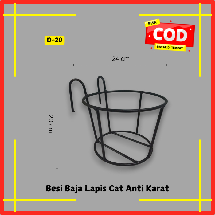 _Adudushop Rak Bunga Balkon Besi - Rak Pot Tanaman Gantung Minimalis Untuk Dekorasi Rumah & Taman