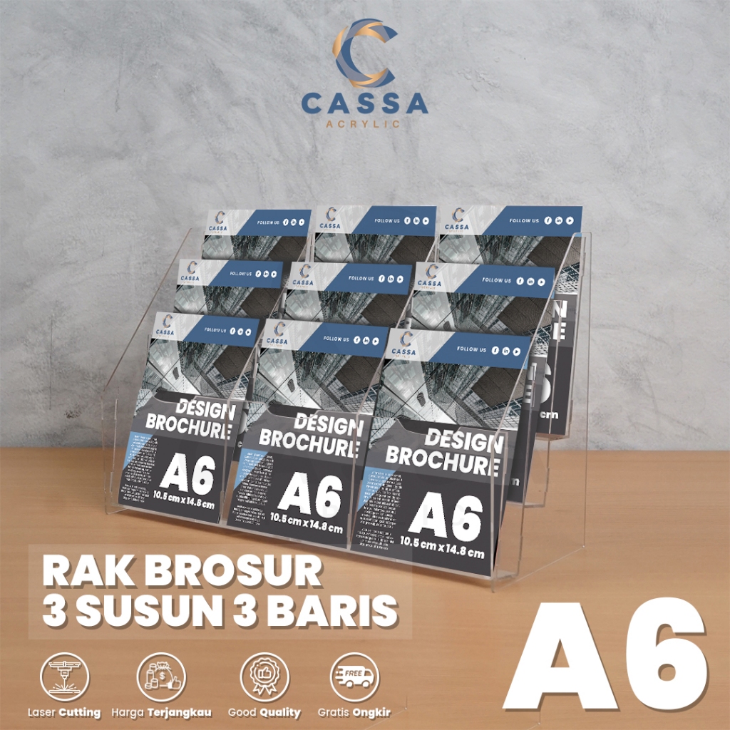 

Rak Tempat Brosur A6 3 Susun 3 Baris Flyer Dinding Akrilik
