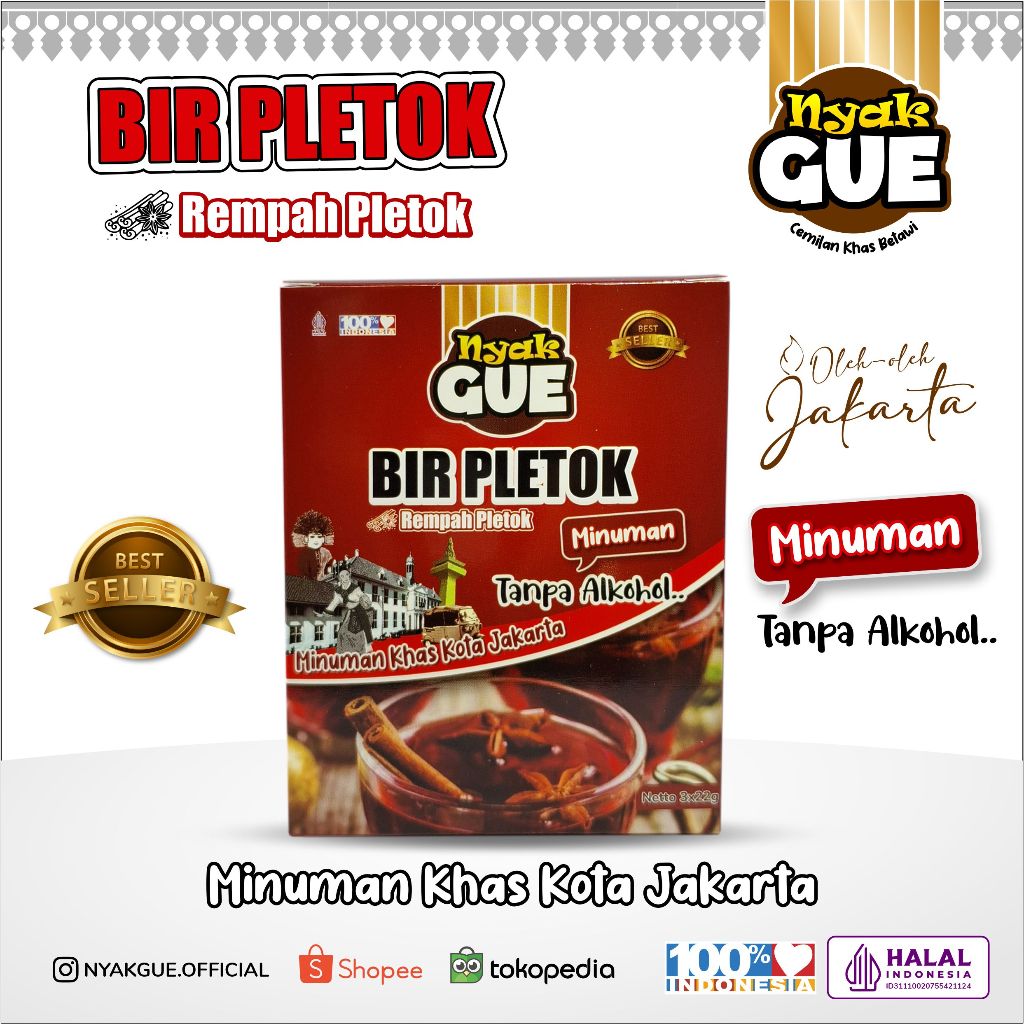 

Bir Pletok Khas Betawi Sachet Bubuk Oleh Oleh Jakarta Khas Betawi Nyak Gue Premium Spesial