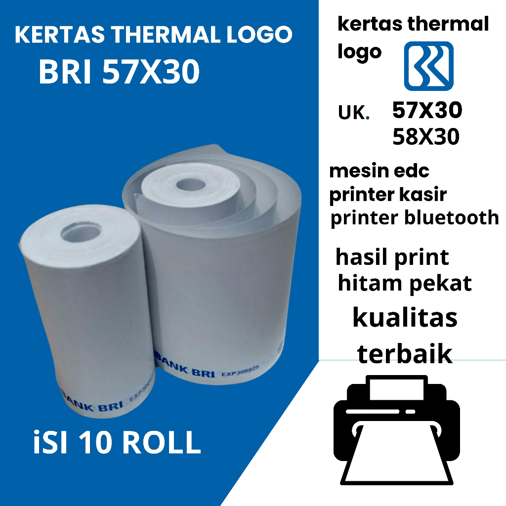 

KERTAS THERMAL EDC LOGO BRI 58X30/57X30