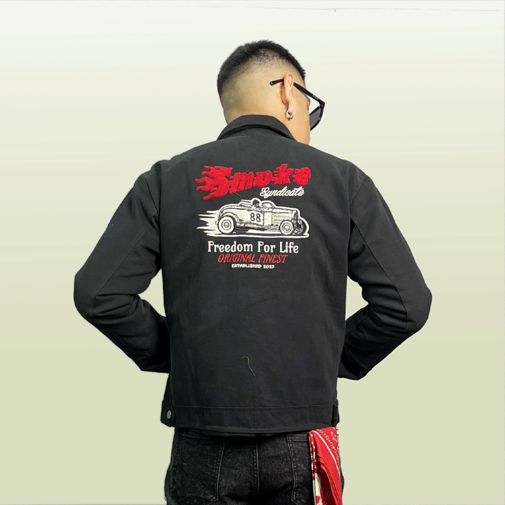 SMOKE Work Jacket Embroidery - Hitam