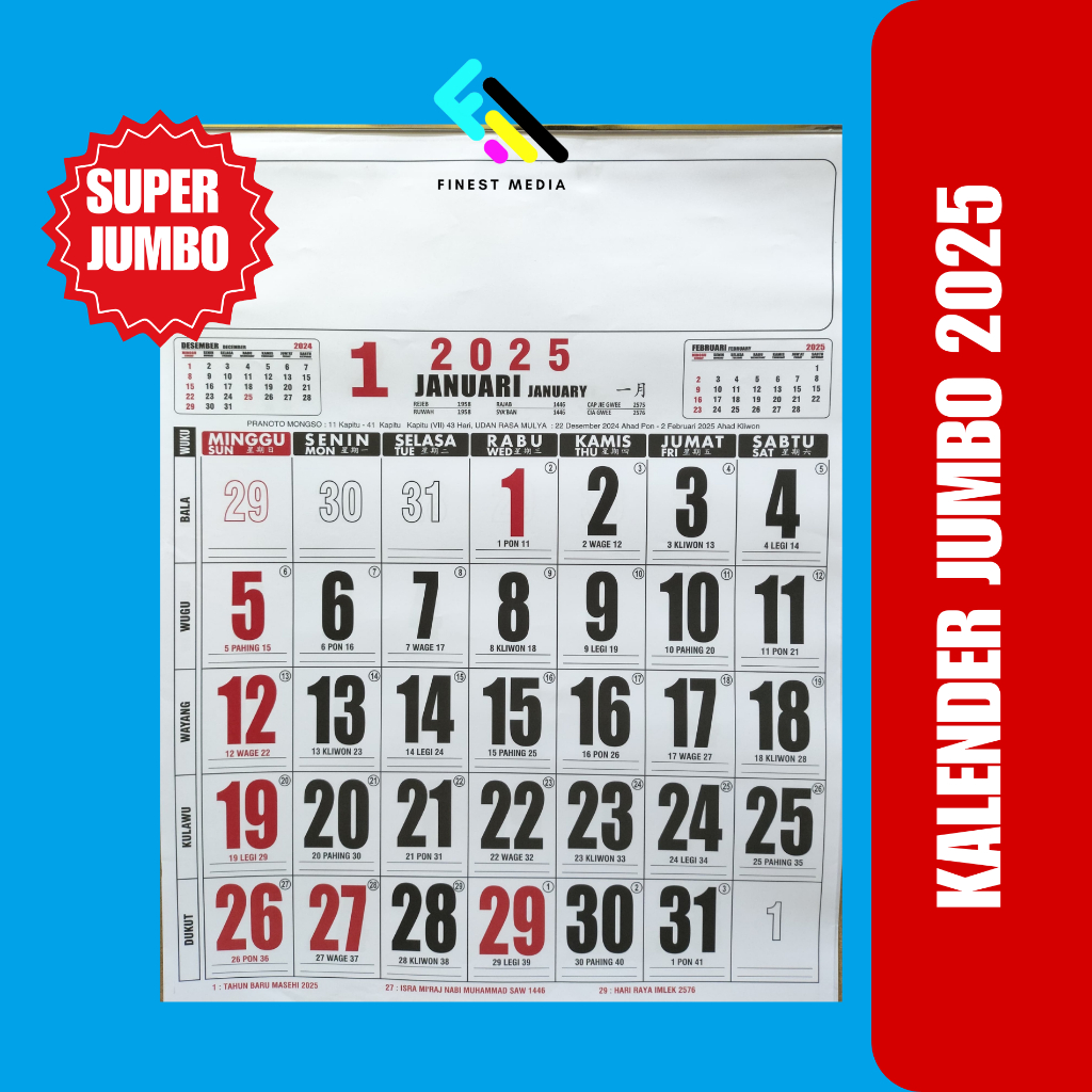 

OBRAL KALENDER DINDING 2025 ANGKA BESAR UKURAN EXTRA JUMBO 50 X 65 CM TERMURAH EDISI TERBARU
