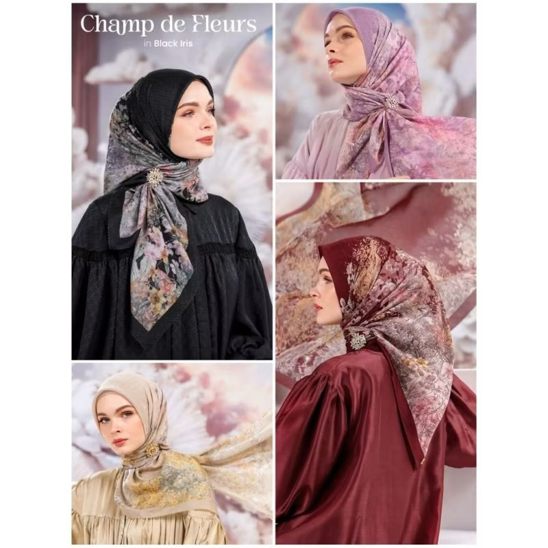 [NEW] Buttonscarves Buttonscraves BS B Champ de Fleurs Series Voal Square NEW Exclusive Rare Blibli 