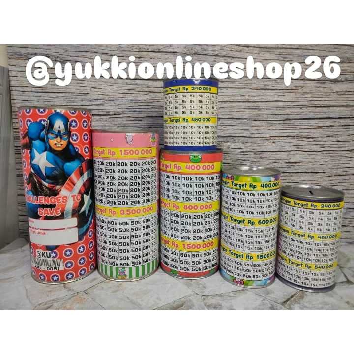 CELENGAN KALENG/CELENGAN TARGET KALENG/CELENGAN TARGET KARAKTER(LUSINAN)