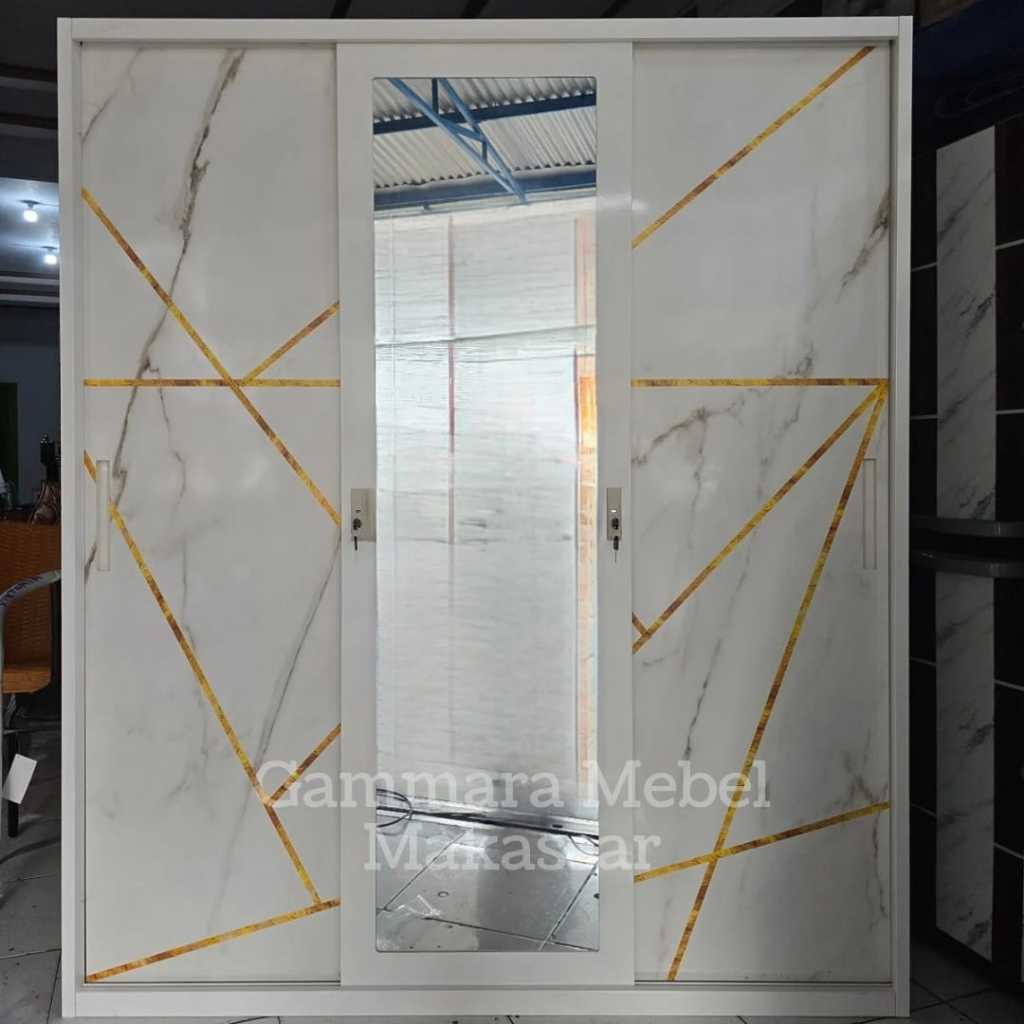Lemari Pakaian Besi Impor 3 Pintu Sliding Jumbo [BACA DESKRIPSI]