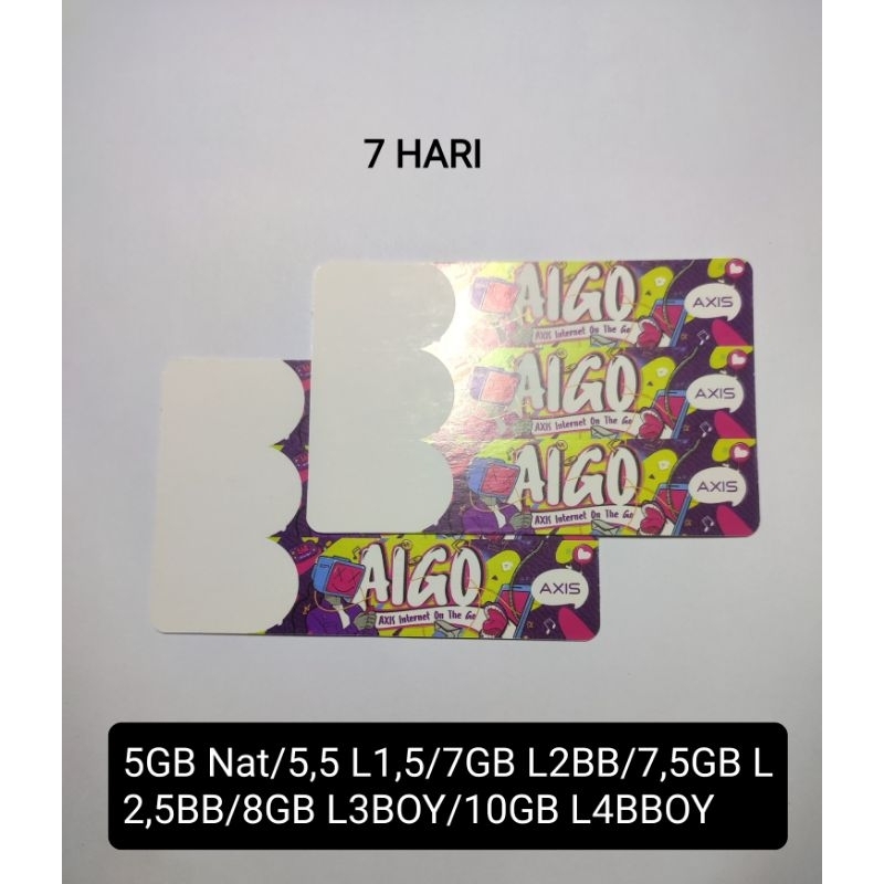 VOUCHER AXIS 7 HARI TOTAL KUOTA SESUAI AREA MASING MASING