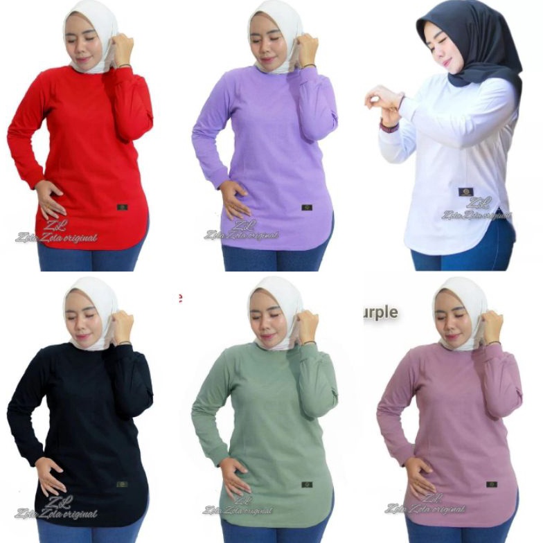 KODE D24H Kaos wanita OVAL COTTON COMBED 24s size  M L XL XXL XXXL  ORIGINAL  baju polos lengan panj