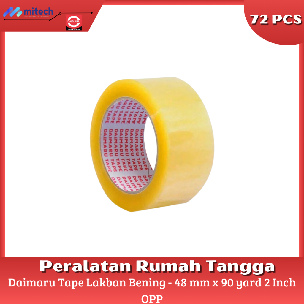 

Daimaru Tape Bening 48 mm x 90 Yard 2 Inch - 72 Pcs OPP / Lakban Tahan Air
