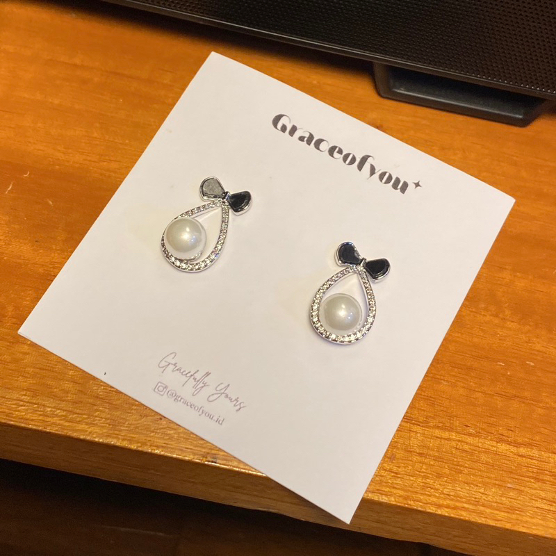 Graceofyou - Pearlbow Charm Earrings - Anting Mutiara Wanita KKV - Anting Cewek Korea