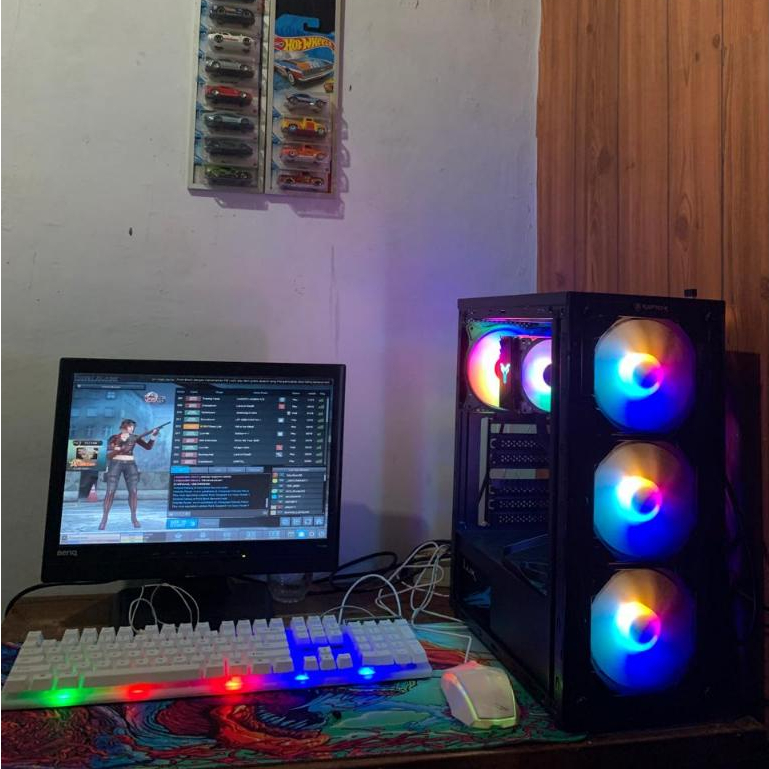 PC Gaming Fullset AMD Ryzen 5 5600G SSD 128GB lengkap LED 24 inc