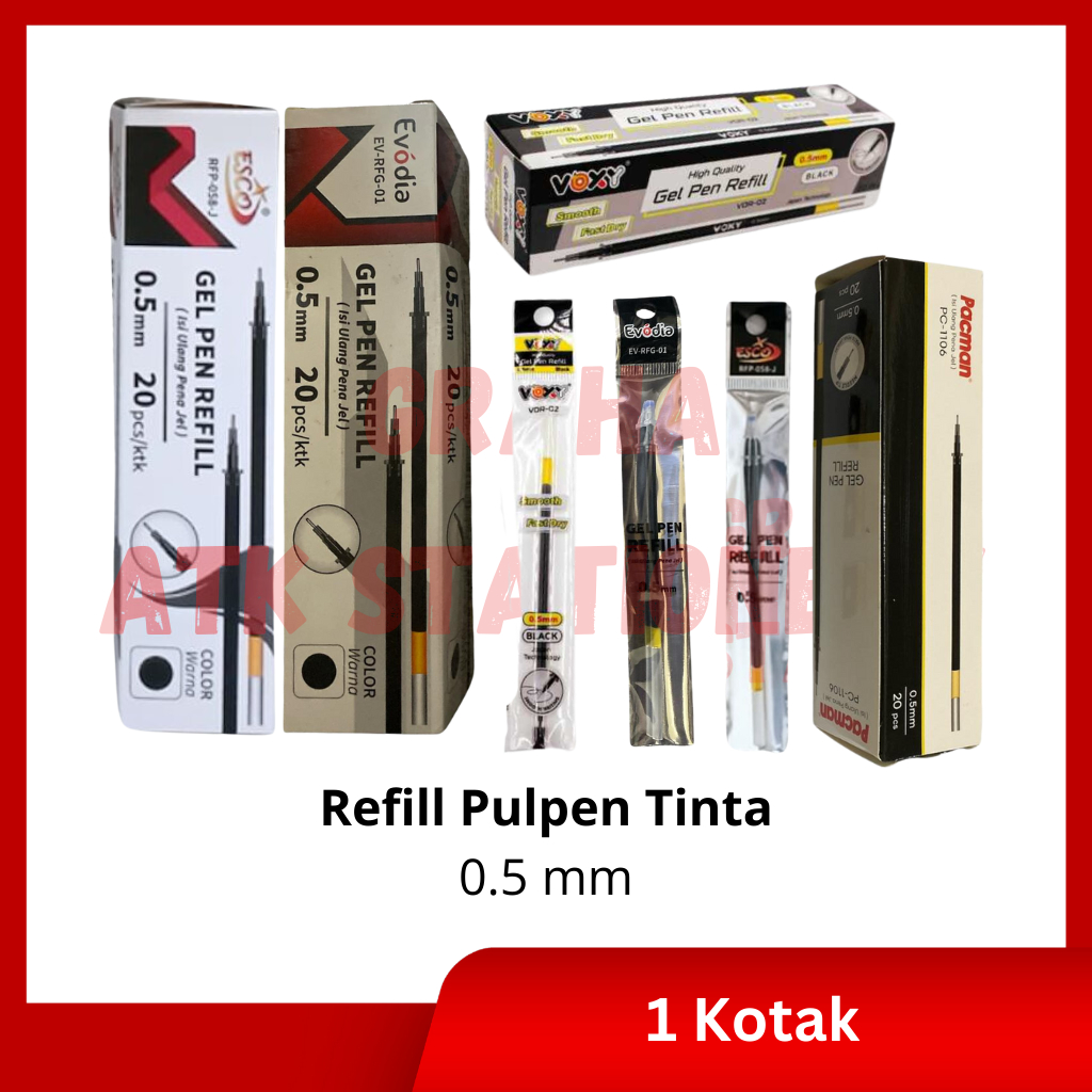 

[1 Kotak] Refill Tinta Pulpen 0.5mm Voxy Evodia Esco / Isi Ulang Tinta Pulpen / Refill Gel Ink Pen Gel 0.5mm Voxy Evodia Esco