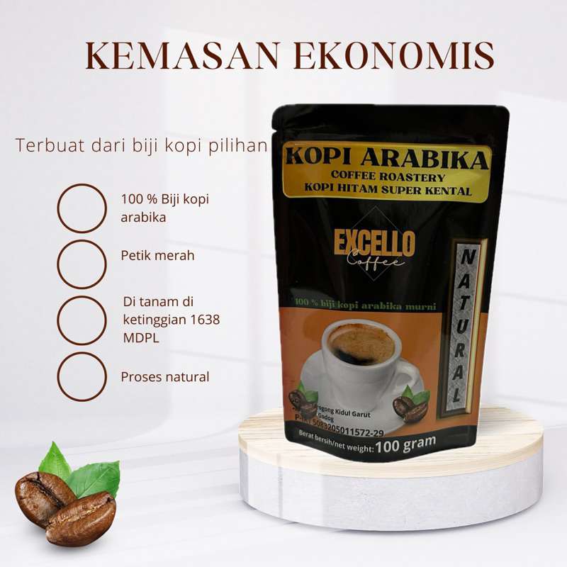

Kopi Arabika EXCELLO Coffee Roastery Kapi Hitam Super Kental Natural 100 gram