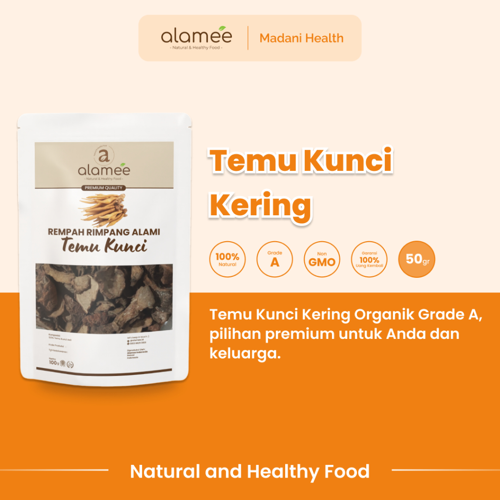 

ALAMEE Temu Kunci Kering Fingerroot Rempah Rimpang Alami Iris Bumbu Seasoning Masakan Masak 50g