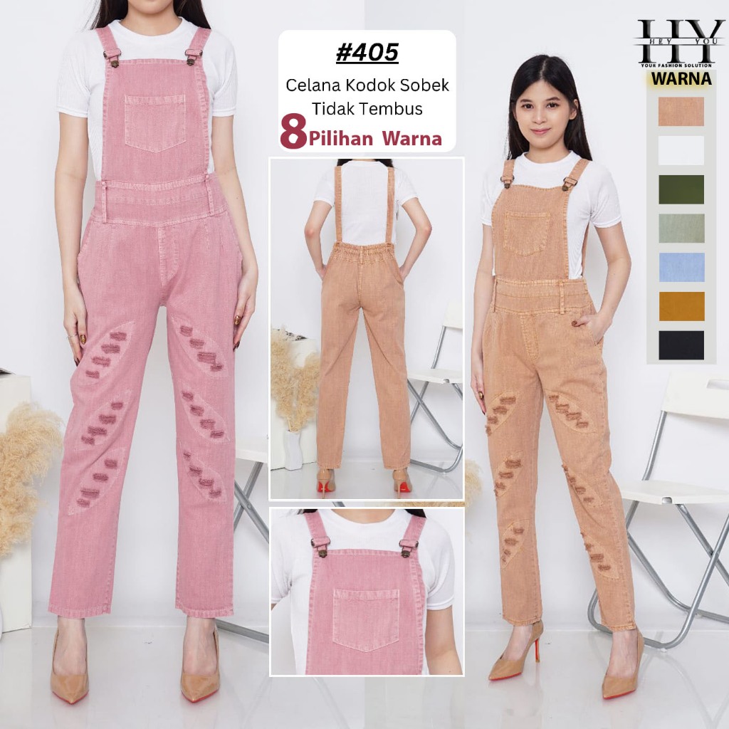 Celana Kodok jeans model sobek tapi tidak tembus /celana kodok kekinian pinggang karet/ kodok jeans 