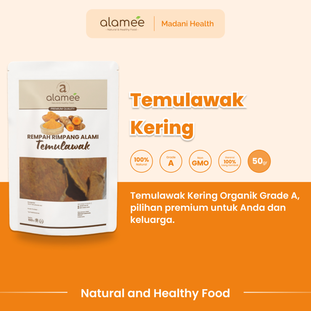 

ALAMEE Temulawak Kering Dried Curcuma Iris Rempah Organik Temu Lawak Bumbu Masakan Seasoning 50g