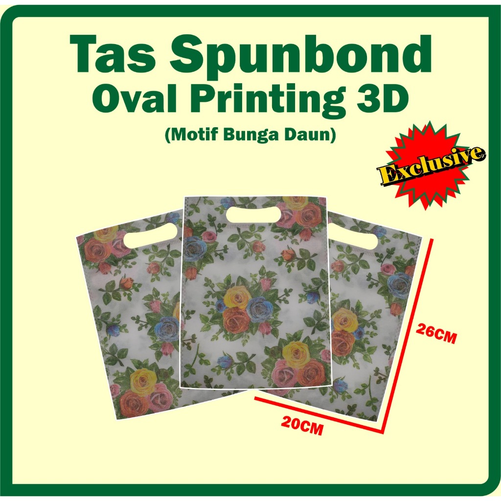 

Tas Spunbond Oval Printing 3D Motif Bunga Daun / Tas Oval 20x26 / Tas oval 20x26 Printing / Tas Hajatan / Tas Ulang Tahun / Tas Aqiqah / Tas Khitan / Tas Online Shop / Tas Tasyakuran / Tas Umroh / Tas Haji / Tas Hampers / Tas Haul