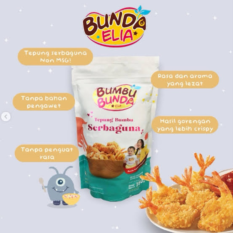 

Bumbu Bunda Elia Tepung Crispy Tanpa Penguat Rasa Tanpa Pengawet / Tepung Bumbu Serbaguna Tanpa Penguat Rasa