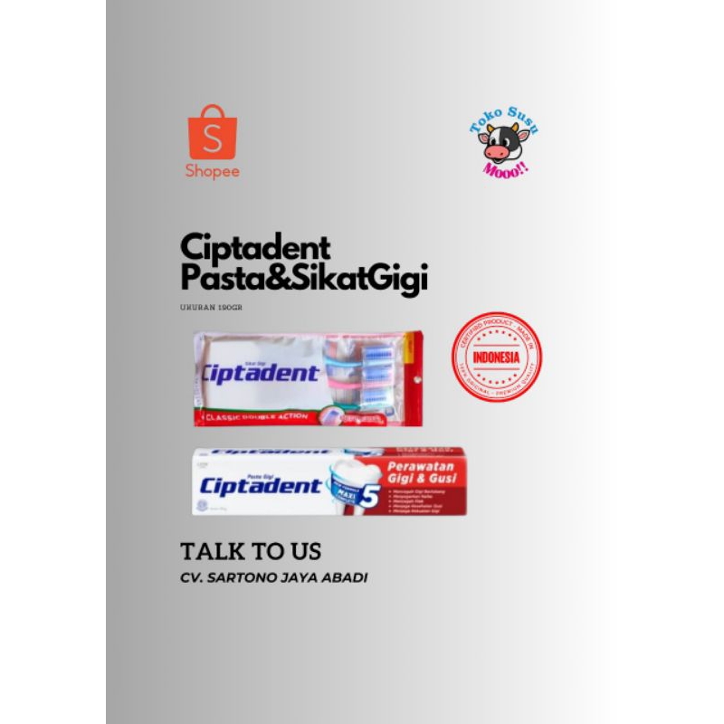 Pasta Gigi 190Gr & Sikat Gigi Ciptadent Classic isi 3