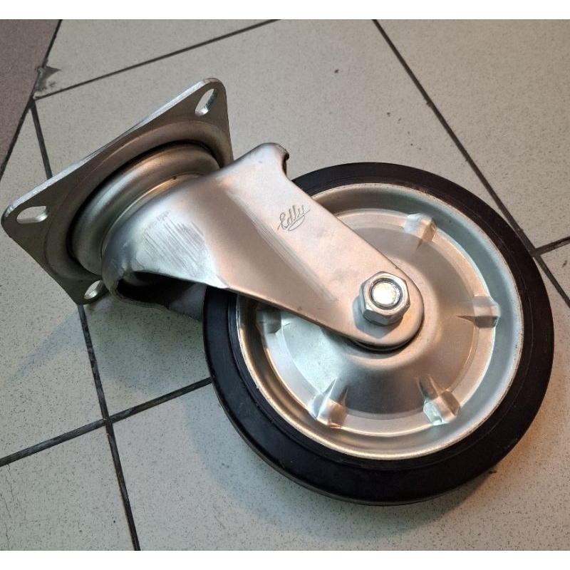 roda karet Edly 8 inchi medium heavy duty swivel ( hidup ) non brake