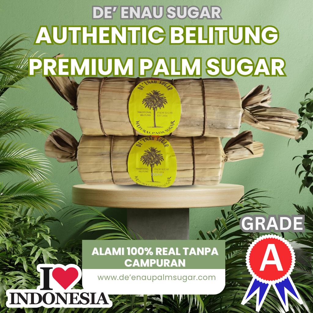 

De'Enau Sugar Authentic Belitung Premium Palm/GULA AREN BELITUNG/PALM SUGAR-100%/REAL PALM SUGAR/GULA AREN ASLI BELITUNG/GULA AREN PREMIUM