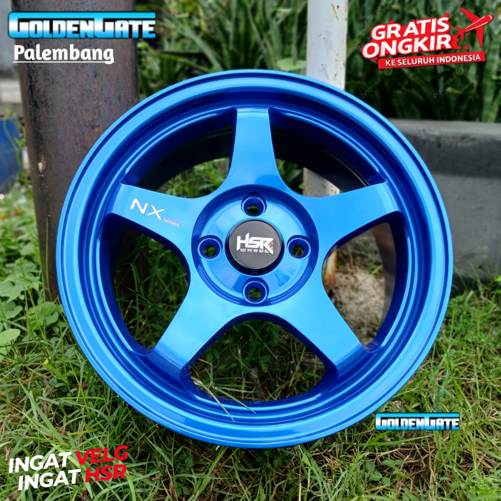 Velg mobil ring 15 biru hsr kailolo lebar 6,5 pcd 4x100 et42 bisa untuk yaris brio ayla dll