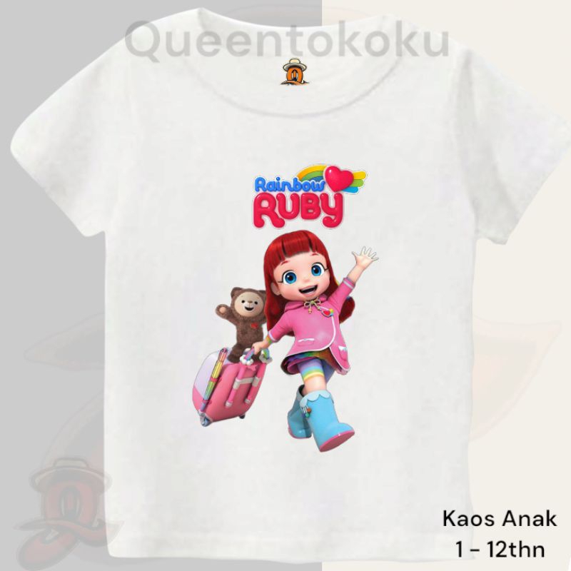 Baju Anak perempuan tangan pendek Rainbow Ruby koper lucu
