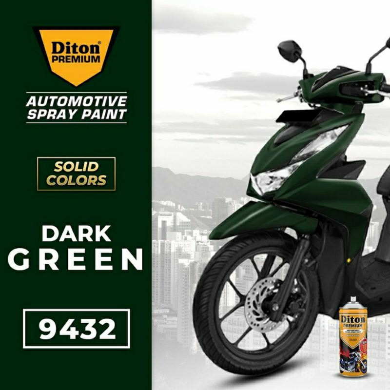 #MAU# Cat Semprot Diton Premium 9432 Dark Green 400ml Hijau Tua Botol Solid Cat Spray Duco Diton Pil