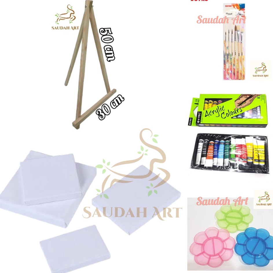 

Ready Murah Paket Lukis Lengkap kanvaskuaspaletcat akrilikeasel