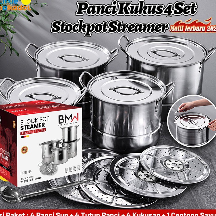Pasti Murah  Gratis ongkiBMW Original Pot Steamer 4 Set Panci Kukus 4 SetPanci Dandang Stainless Ste