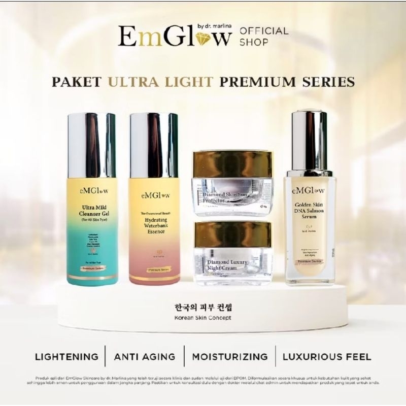 EmGlow Ultra Light Premium Series Paket Skincare Wajah Dengan Krim Kemasan 10gr by dr.marlina