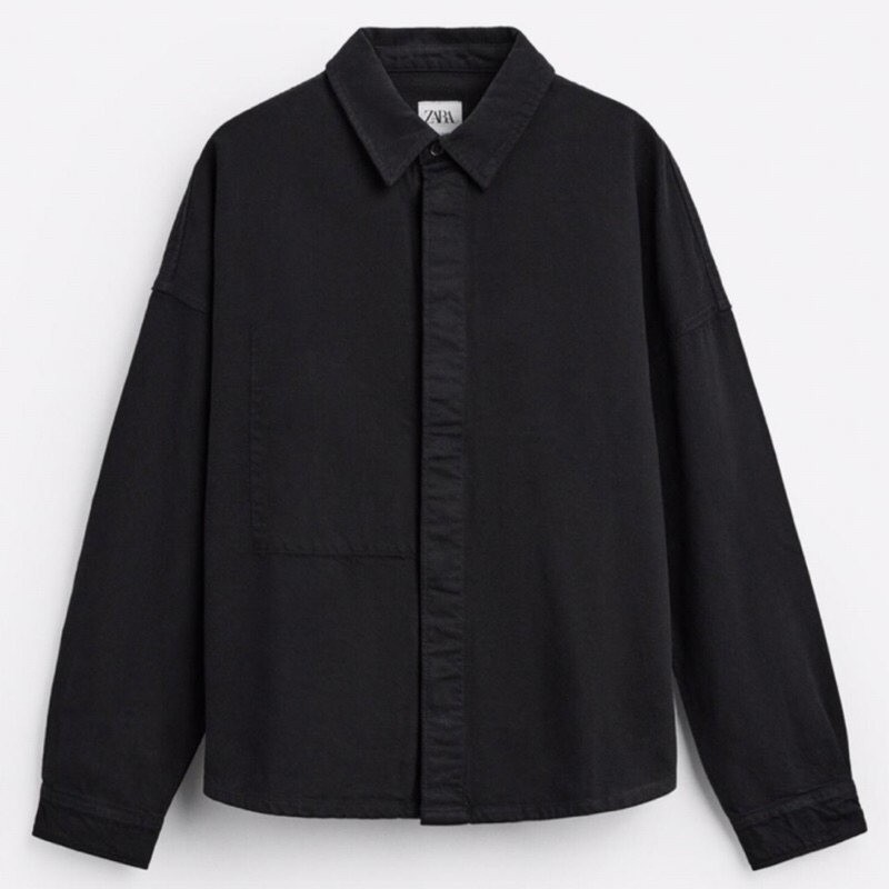ZARA Men Denim Shirt Kemeja Pria Lengan Panjang Black