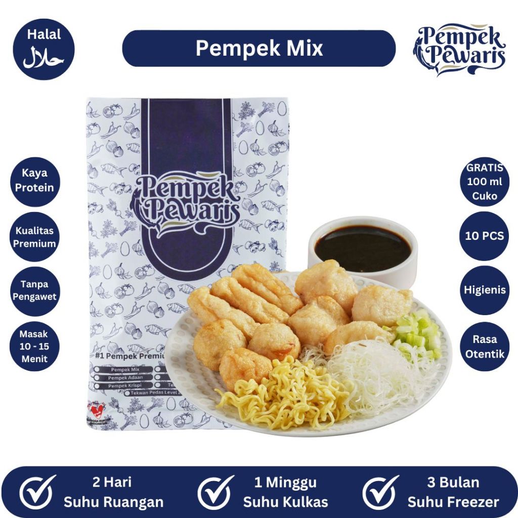 

Pempek Pewaris - Paket Pempek Mix 10 pcs + Cuko 100ml