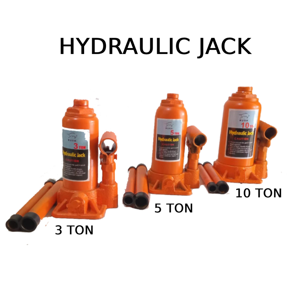 RUSH DONGKRAK BOTOL 3 TON/5 TON/10 TON(HYDROLIC JACK RUSH)TIGA UKURAN DONGKRAK BOTOL HYDROLIC RUSH