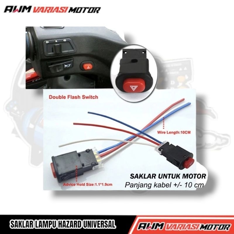 Saklar Lampu Hazard Motor Tombol Lampu Hazard Motor Universal