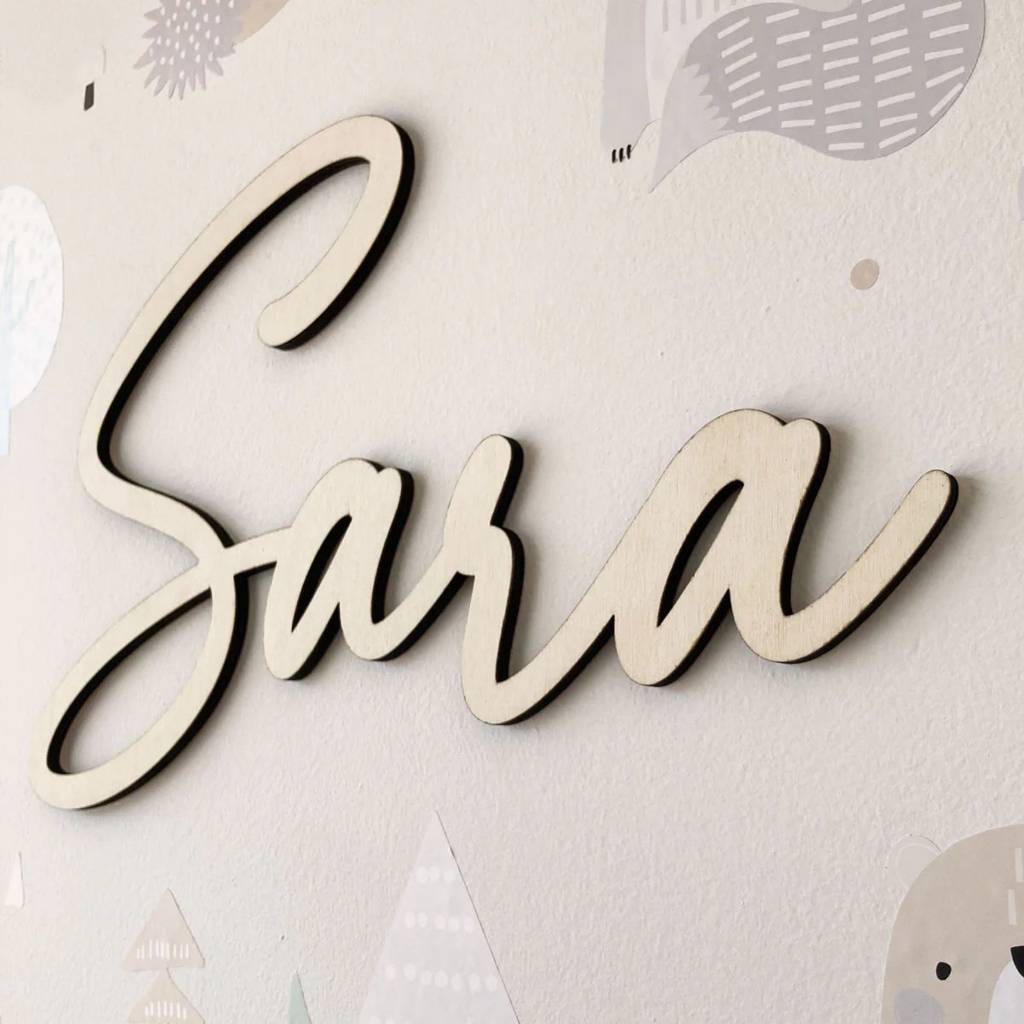 Papan Nama ( Free custom nama )  Kayu untuk Kamar Bayi, Dekorasi Dinding Nama Kayu, Papan Nama denga