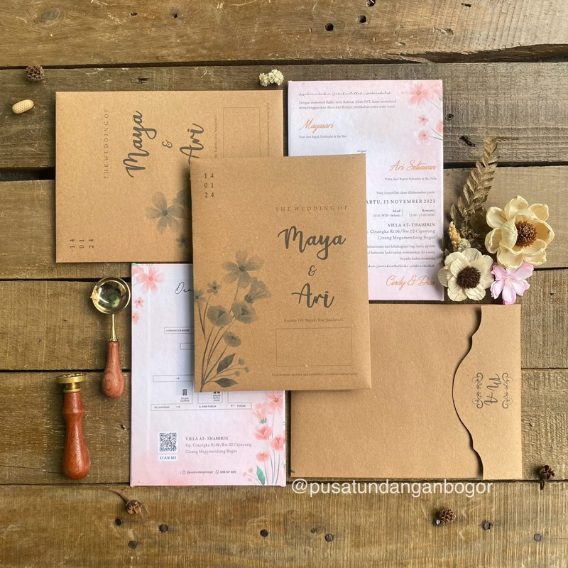Undangan Amplop Kraft Single Board | Undangan Pernikahan | Undangan Kekinian | Undangan Rustic | Sur