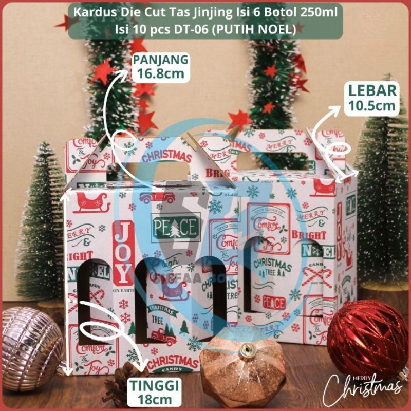 

( 10 pcs ) Kardus Jinjing 250ml isi 6 Box Tenteng Kemasan Minuman Hampers Parcel Christmas