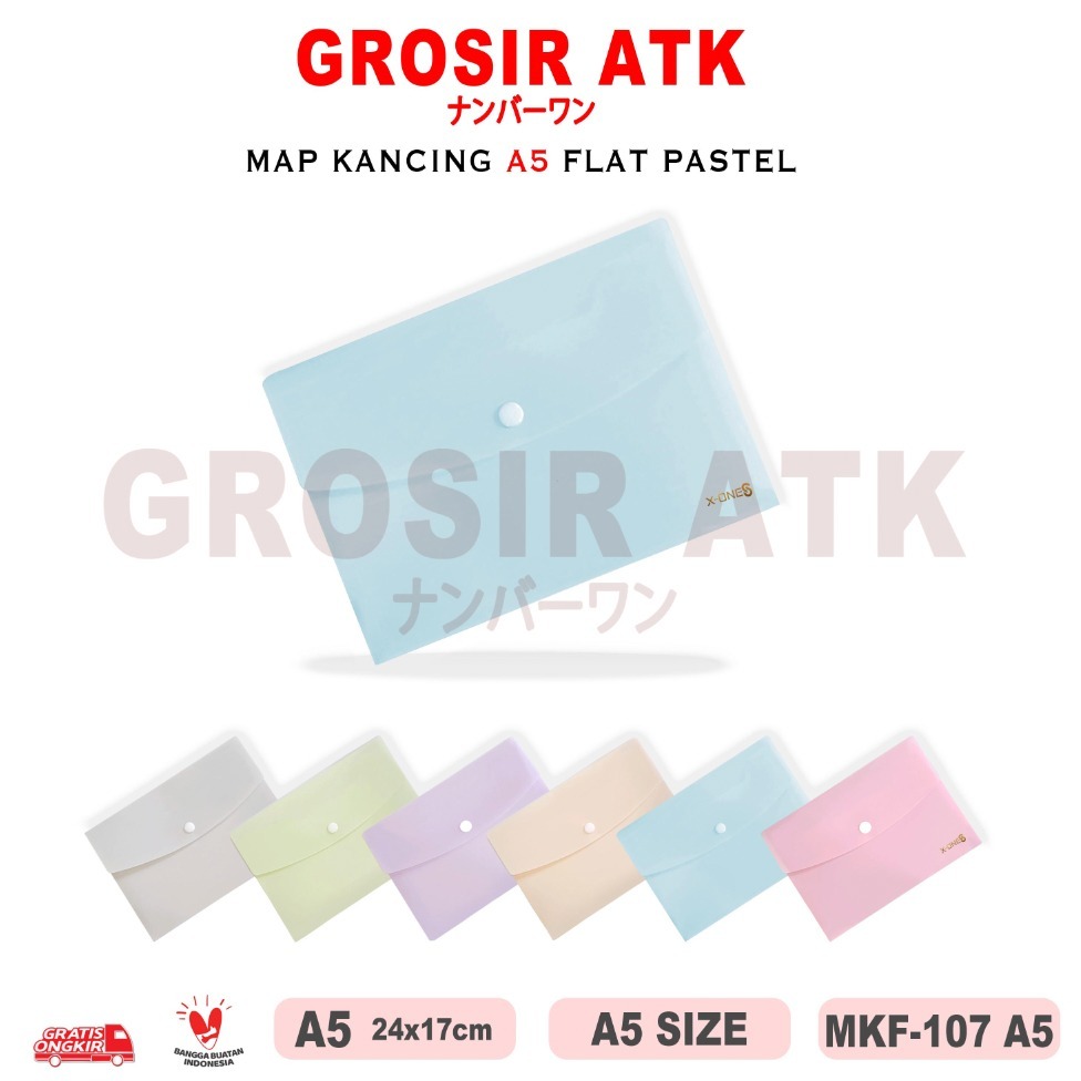 

Grosir ATK - (6PCS) MAP KANCING PLASTIK FIT PASTEL A5 DOKUMEN FILE / MKF-107 A5 / GROSIR 6