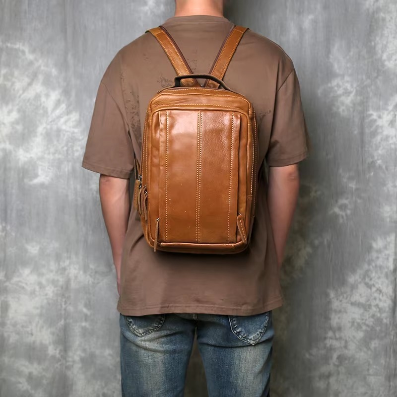 Tas Dada Besar Multifungsi Kulit Asli - Tas Ransel Mini Pria Kulit Asli