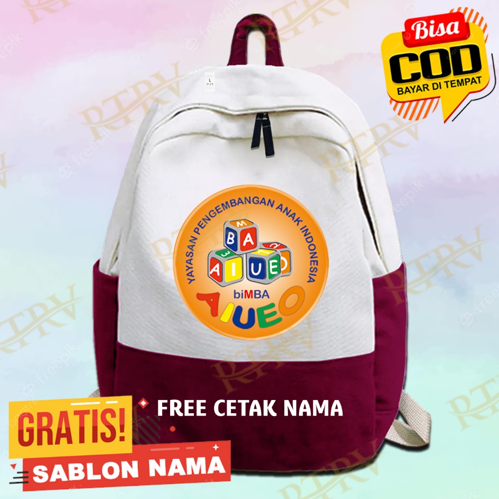 Tas Ransel Tas Sekolah Anak Motif Bimba Aiueo
