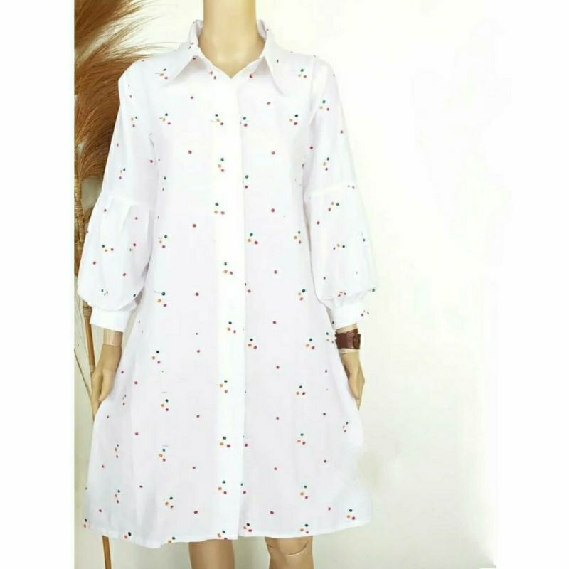 (TUNIK SAYEKTI) dress batik jumputan asli solo lengan balon