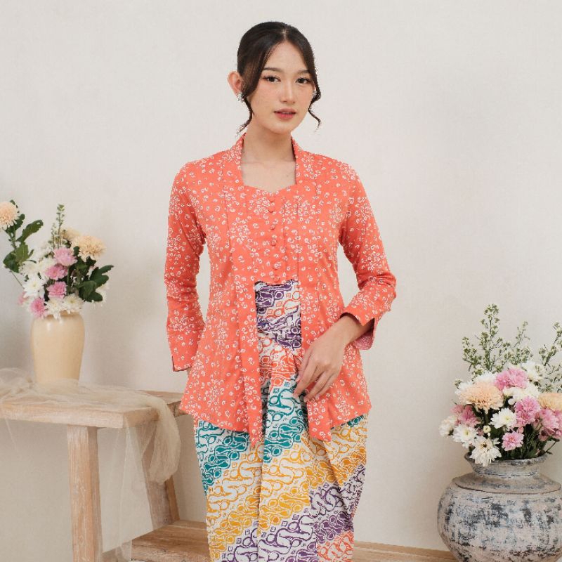 Kebaya Kutu Baru Modern Katun Jepang Premium by Khalisa Batik - Athalia Orange