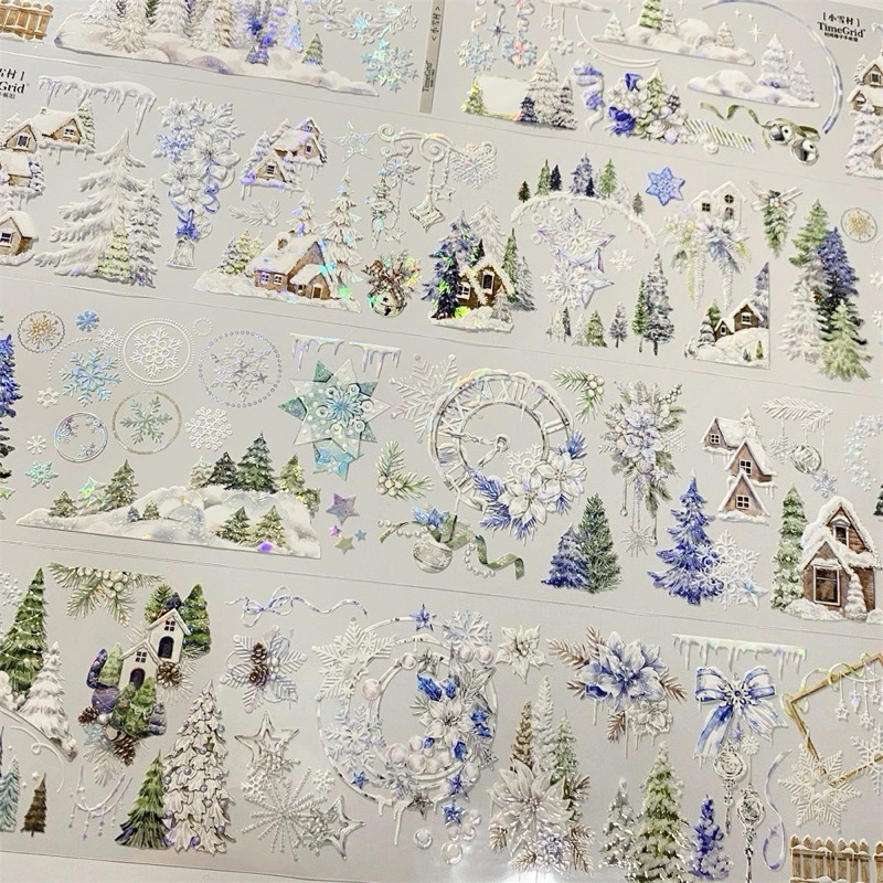 

(LILU) SNOW VILLAGE HOLOGRAM PET STICKER/JOURNALING/SCRAPBOOK/PET STICKER ROLL