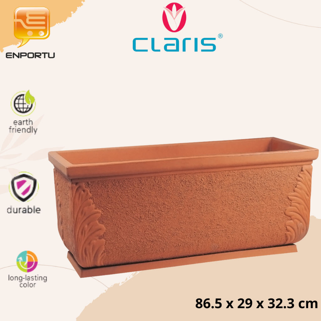 Claris Pot Terracota Segi Panjang M 5521 - Pot Terakota Plastik/ Pot Claris