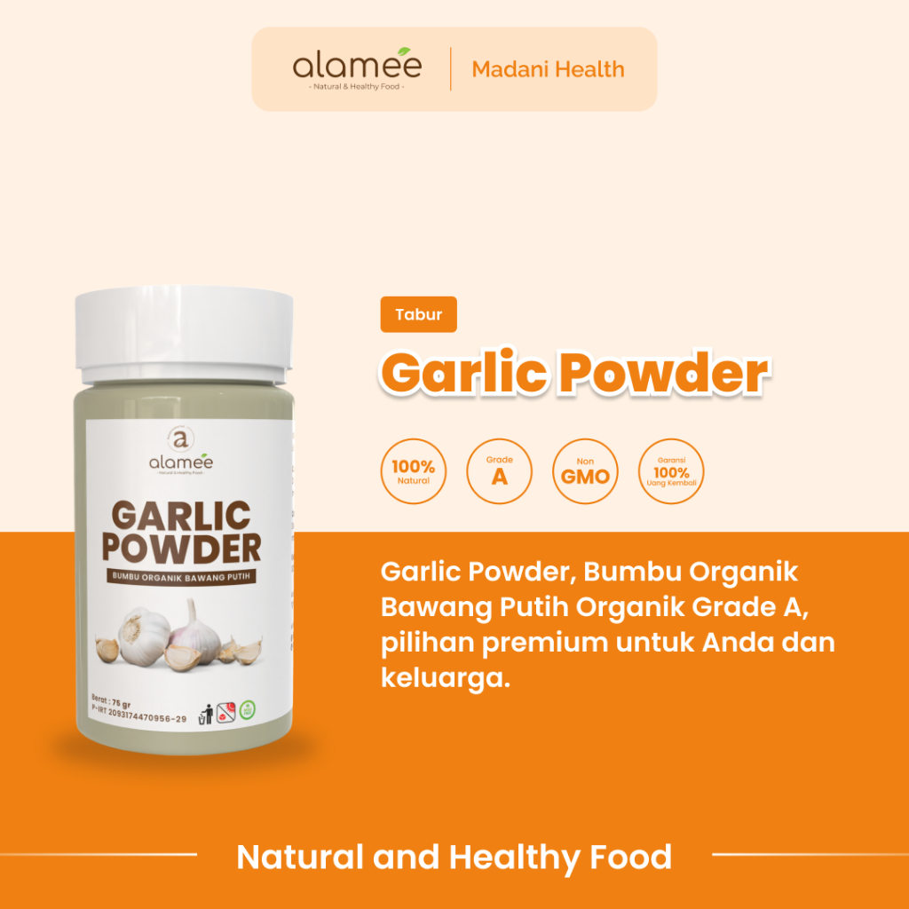 

ALAMEE Bawang Putih Bubuk Garlic Seasoning Powder Bumbu Masak Dapur Organik Rempah Rimpang Asli 75g