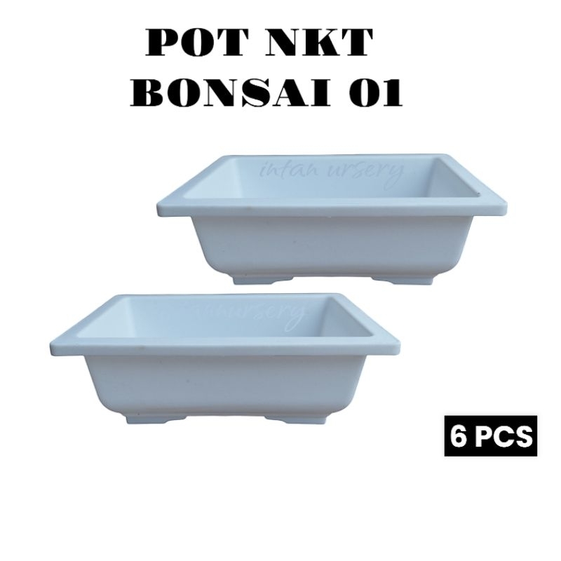 Pot NKT Bonsai 01 Putih ( 6 PCS ) Pot Bonsai Kotak Pot Kotak Pot NKT Pot Tanaman Bonsai