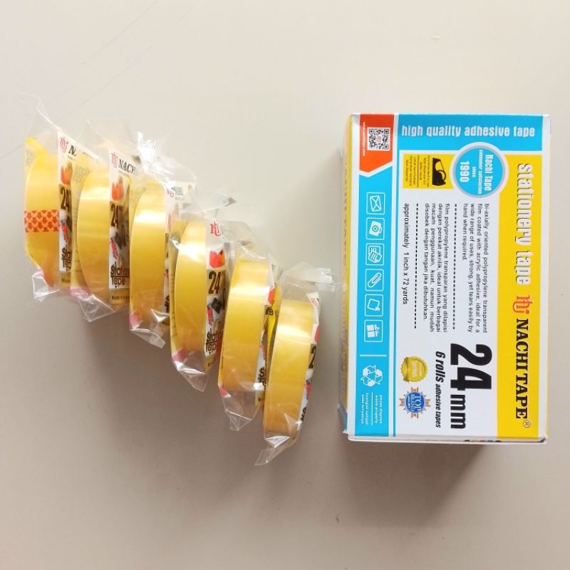 

Isolasi Bening Nachi Tape 24mm x 72Yard ( Pak ) [ Original ]
