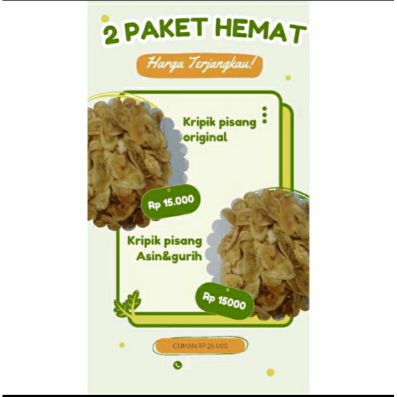 

2paket Hemat kripik pisang original & asin gurih 130gram